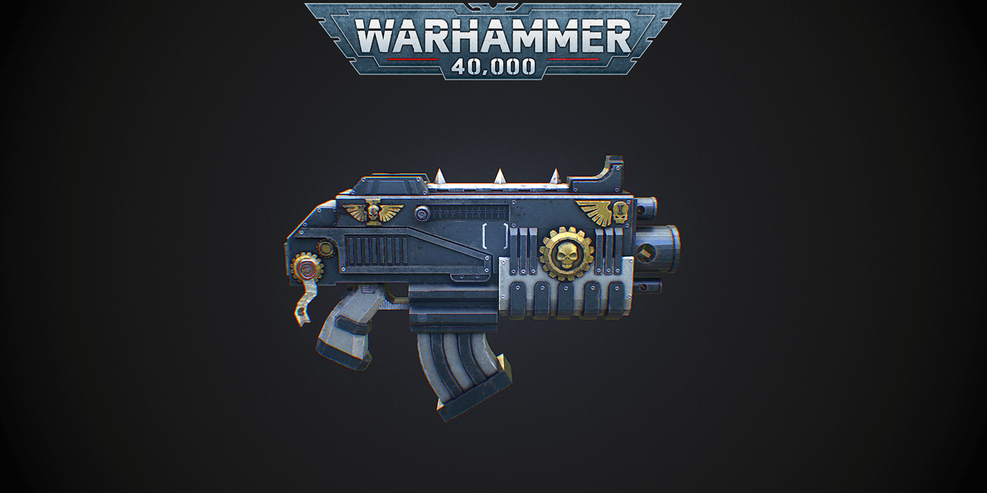 stylized fanart bolter Warhammer 40k Gun game 3D Render