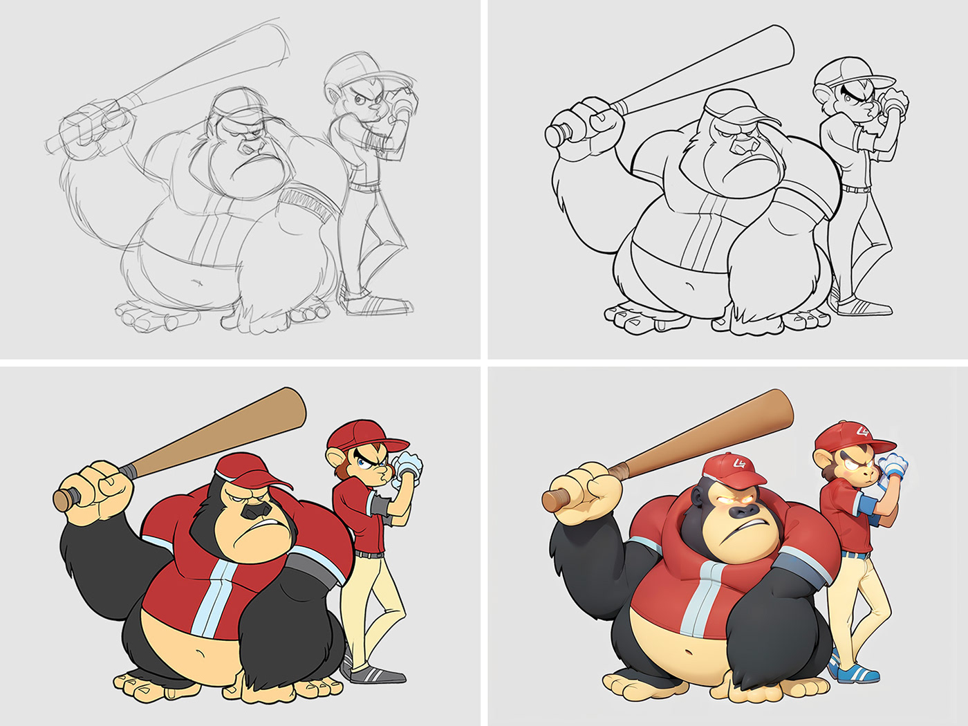 Drawing  cartoon digital illustration gorilla monkey Mascot Character design  3D pastel cute