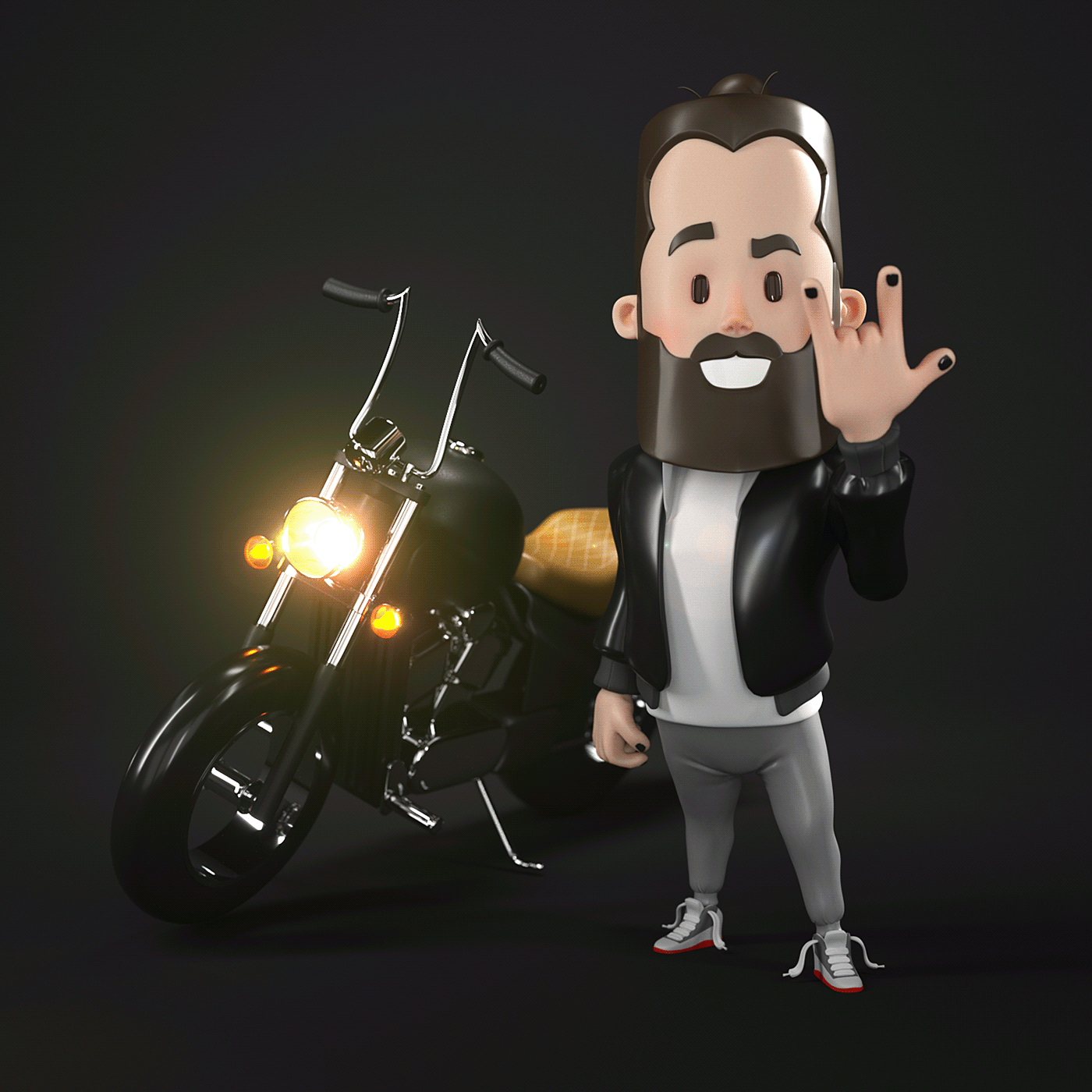 beard Character Custom mascote moto motorcycle personagem shadow