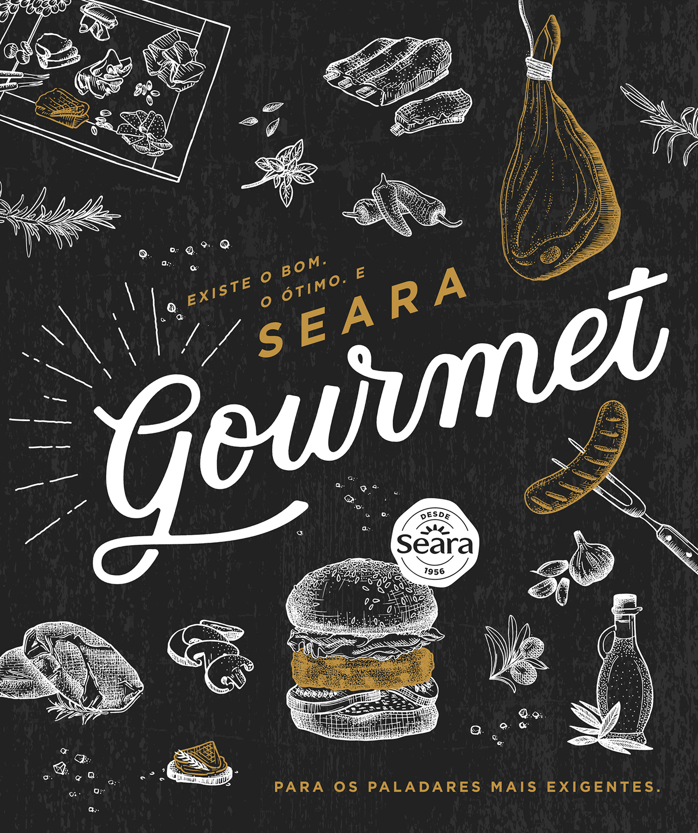Seara lettering ilustration Food  gourmet type handdrawing