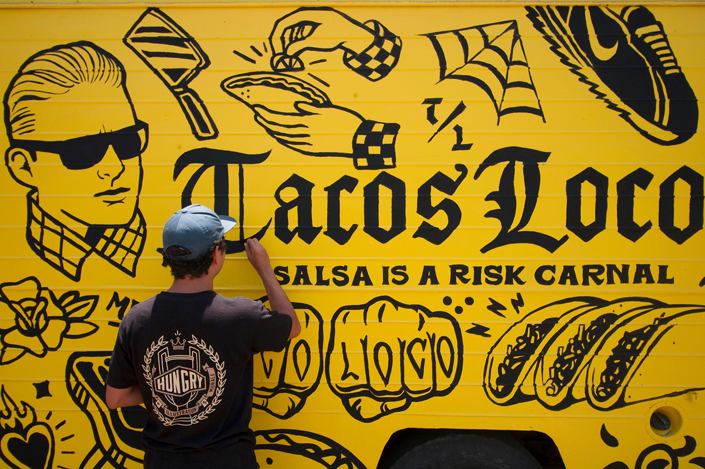 lettering foodtruck ILLUSTRATION  branding  chicano latino marks Tacos mexico Food 