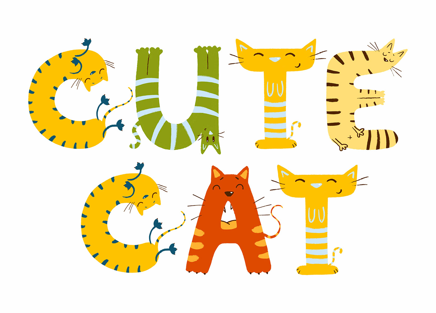 alphabet animal Cat children lettering letters