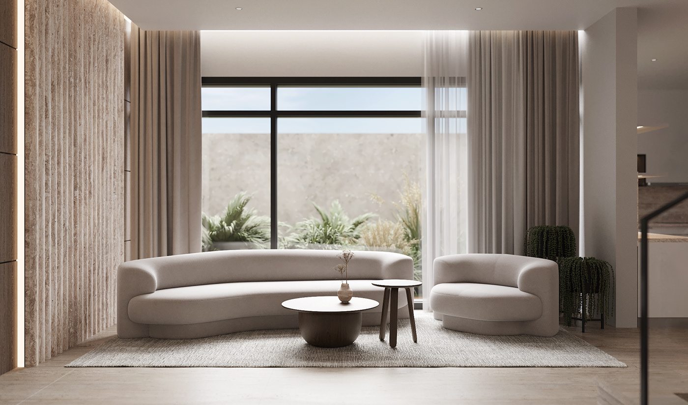 3D architecture clean elegant interior design  minimal modern Render simple visualization