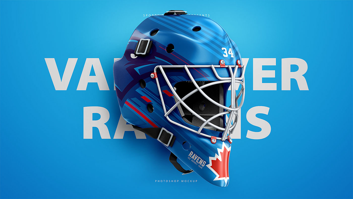 hockey ice hockey Helmet goalie goalie mask NHL psd free template Mockup