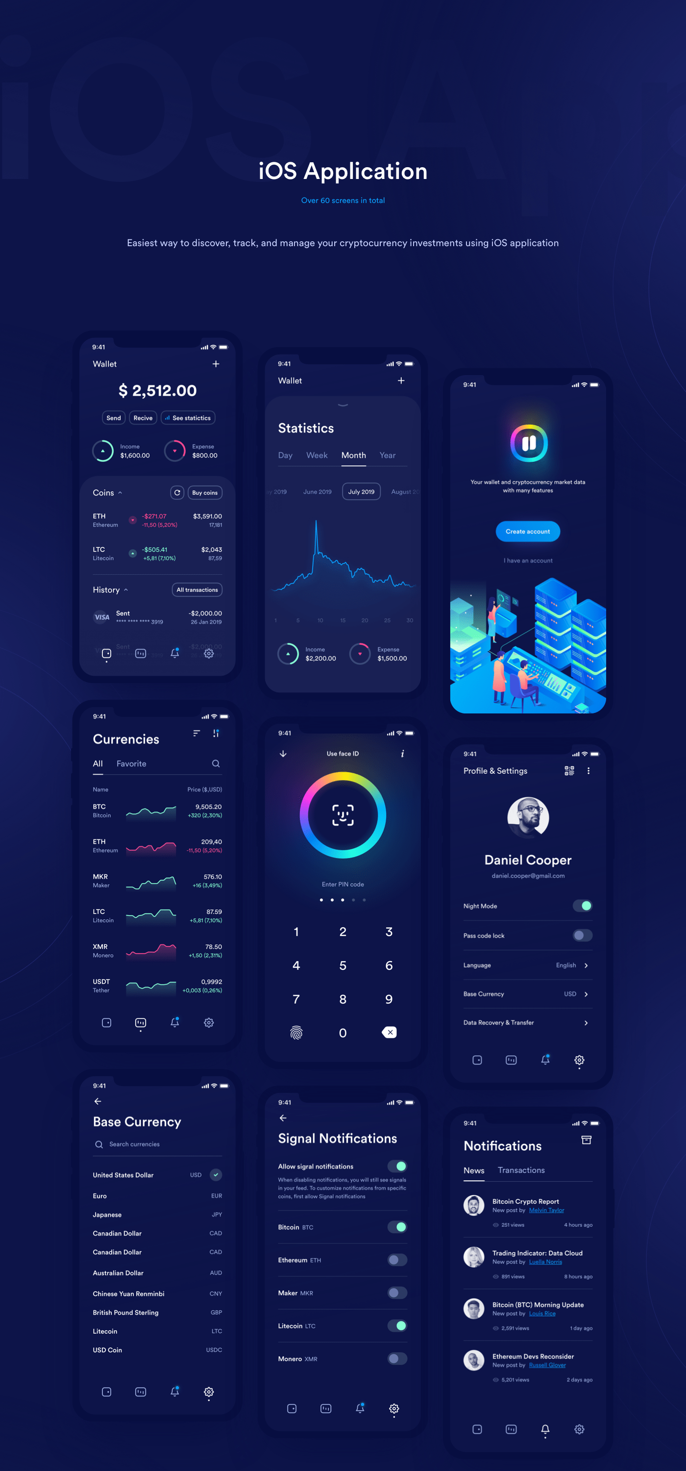UI ux cryptocurrency bitcoin finance user interface ios app dashboard applicaction