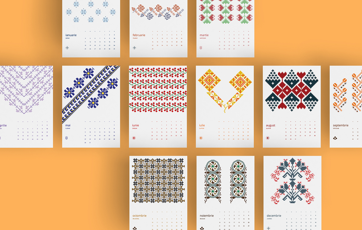 Adobe Portfolio romanian calendar 2016 traditional romania calendar motifs motive traditionale print design 