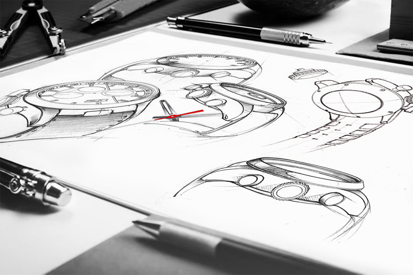 ovao Menswear timepiece Italy design sketches luxury brand Watches Drawing 