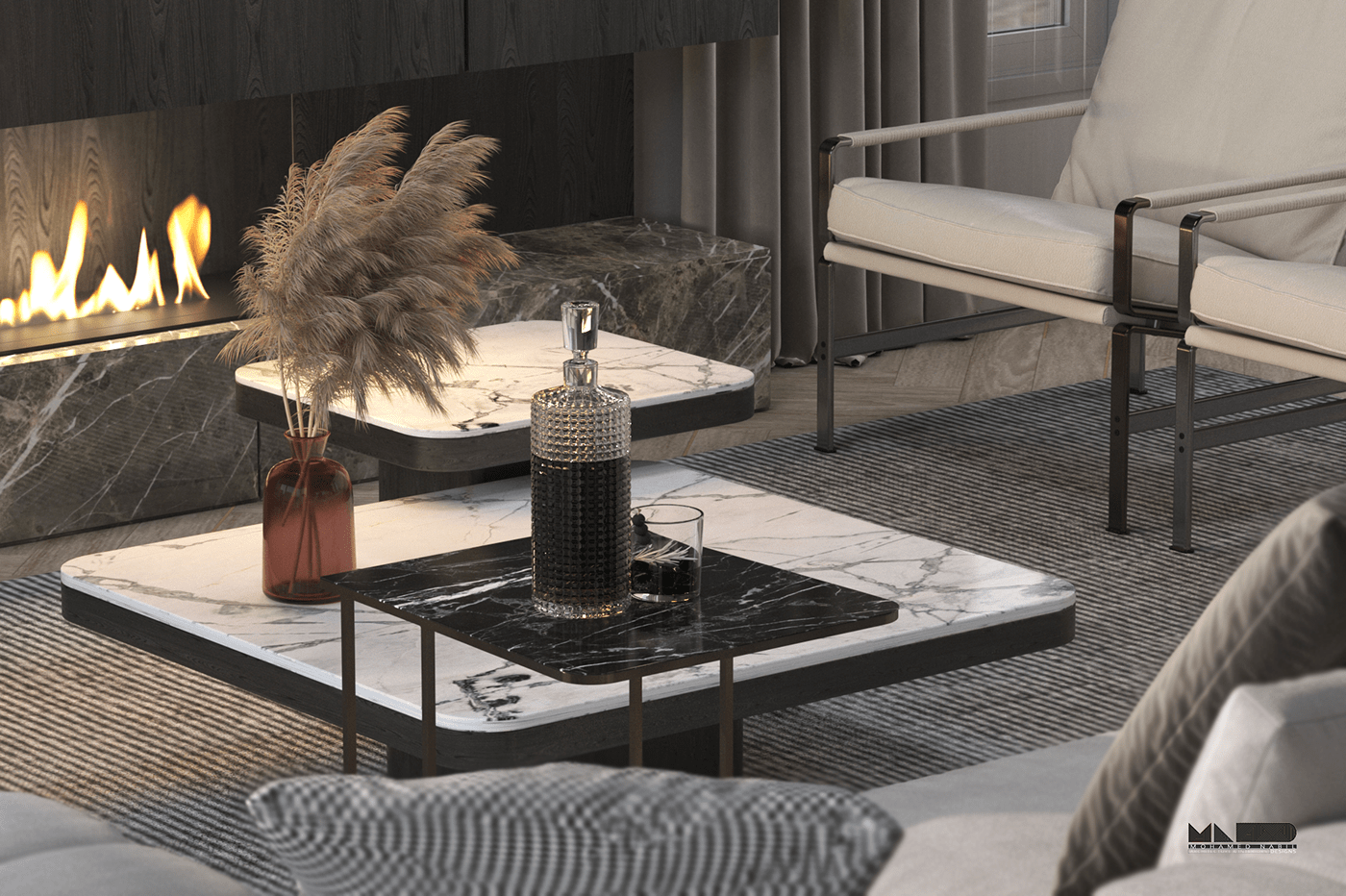 architecture CGI design interior design  kitchen living room minimal modern Photography  visualization