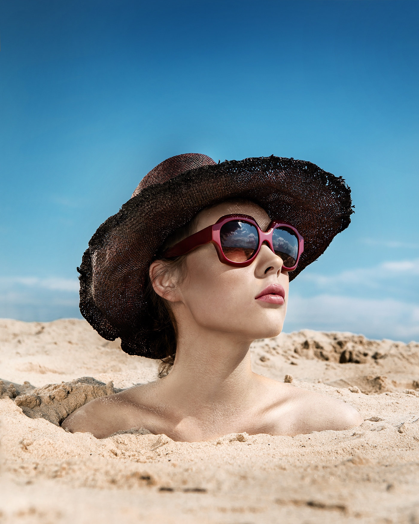 accessories Advertising  camapign summer sand desert glasses Hats Sun Young