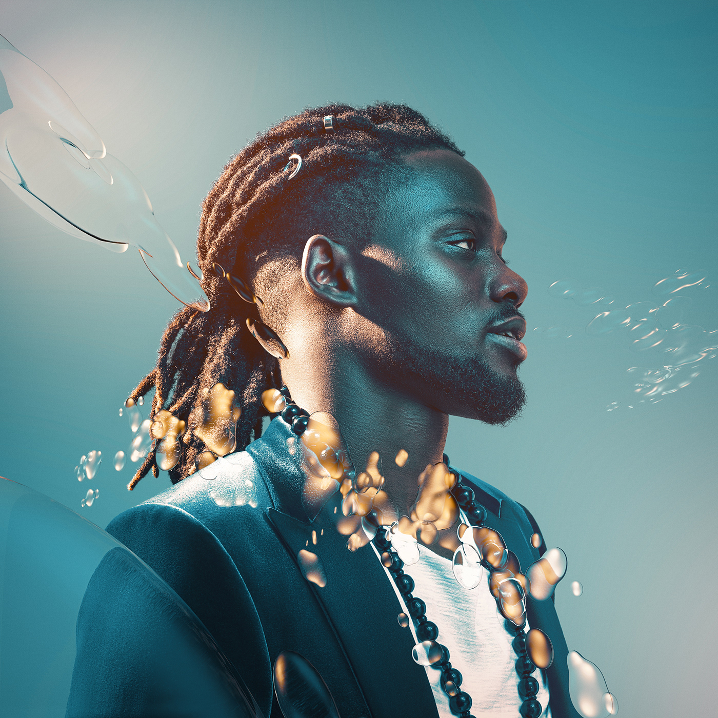 art direction  bubbles CGI colorful Moody Music artist Photography  portrait underwater water