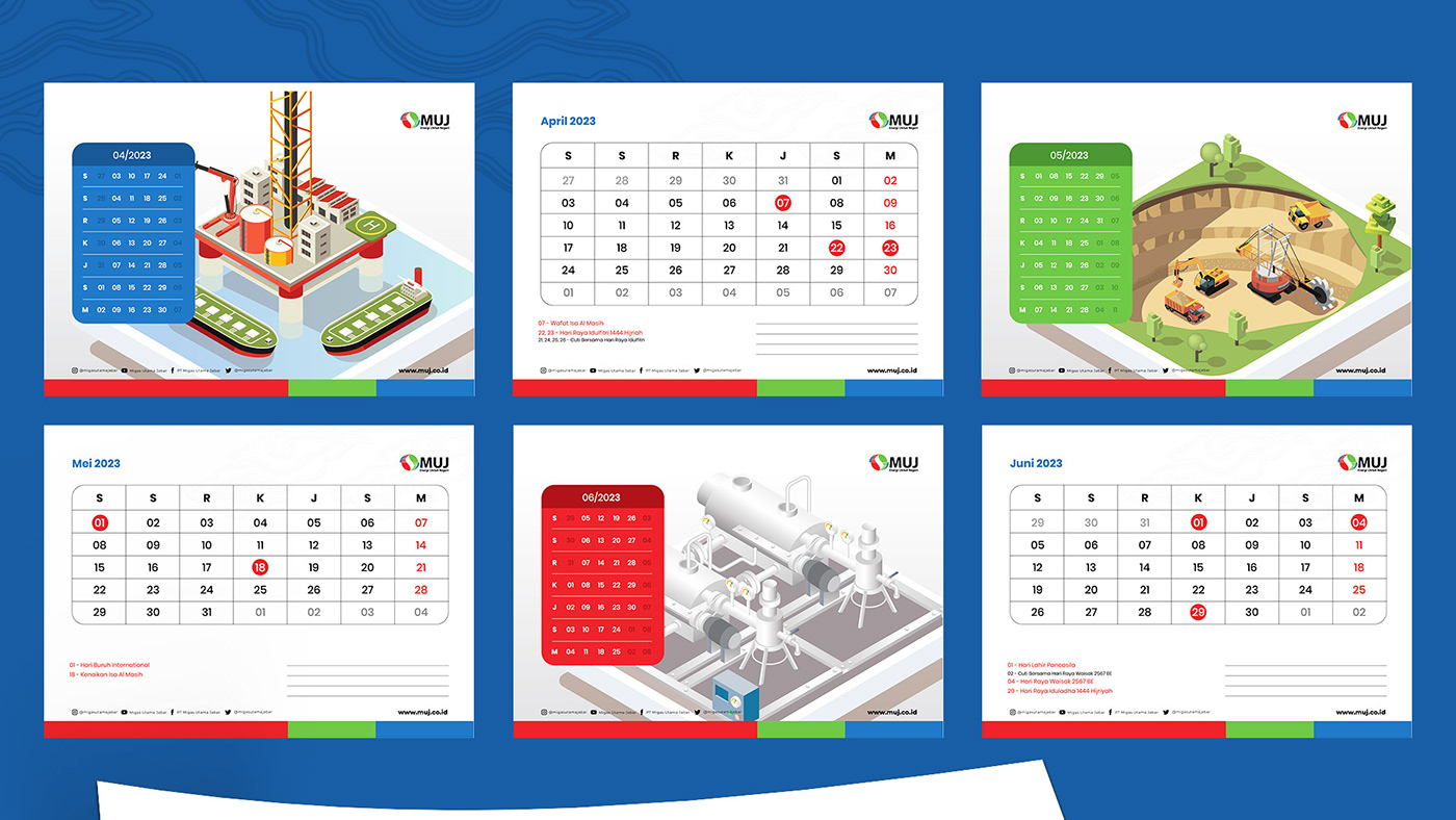 calendar calendar design Calendar Design 2023 flat design flat illustration graphics kalender Oil Company Project