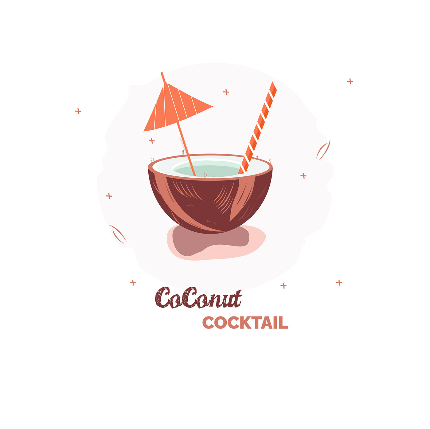 cocktail Coconut coconut vector Digital Art  Drawing  ILLUSTRATION  painting  
