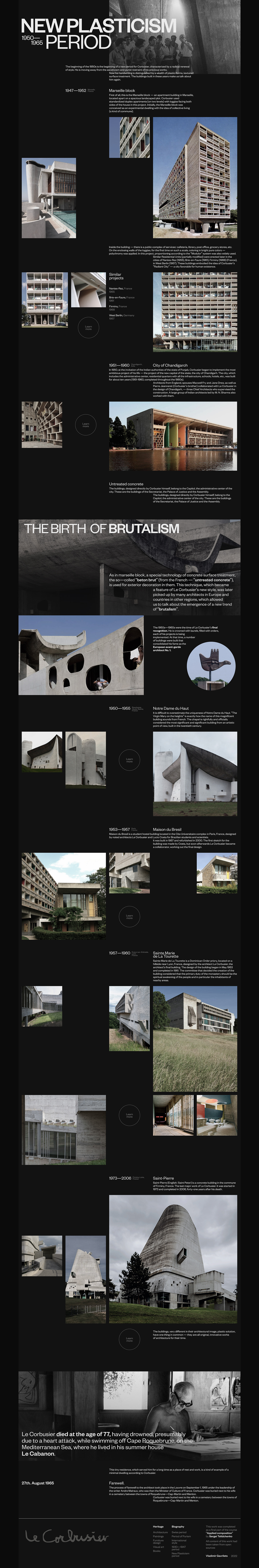 architecture biography Figma Interaction design  landing page Le Corbusier longread typography   UI/UX Web Design 