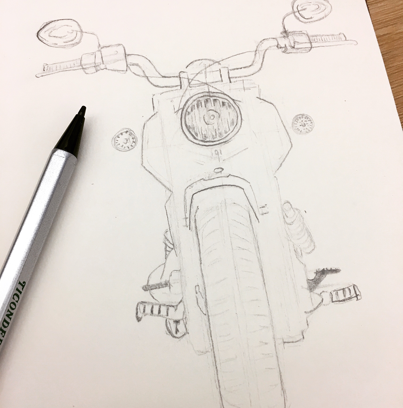 pencil motorcycle Honda triumph sketch