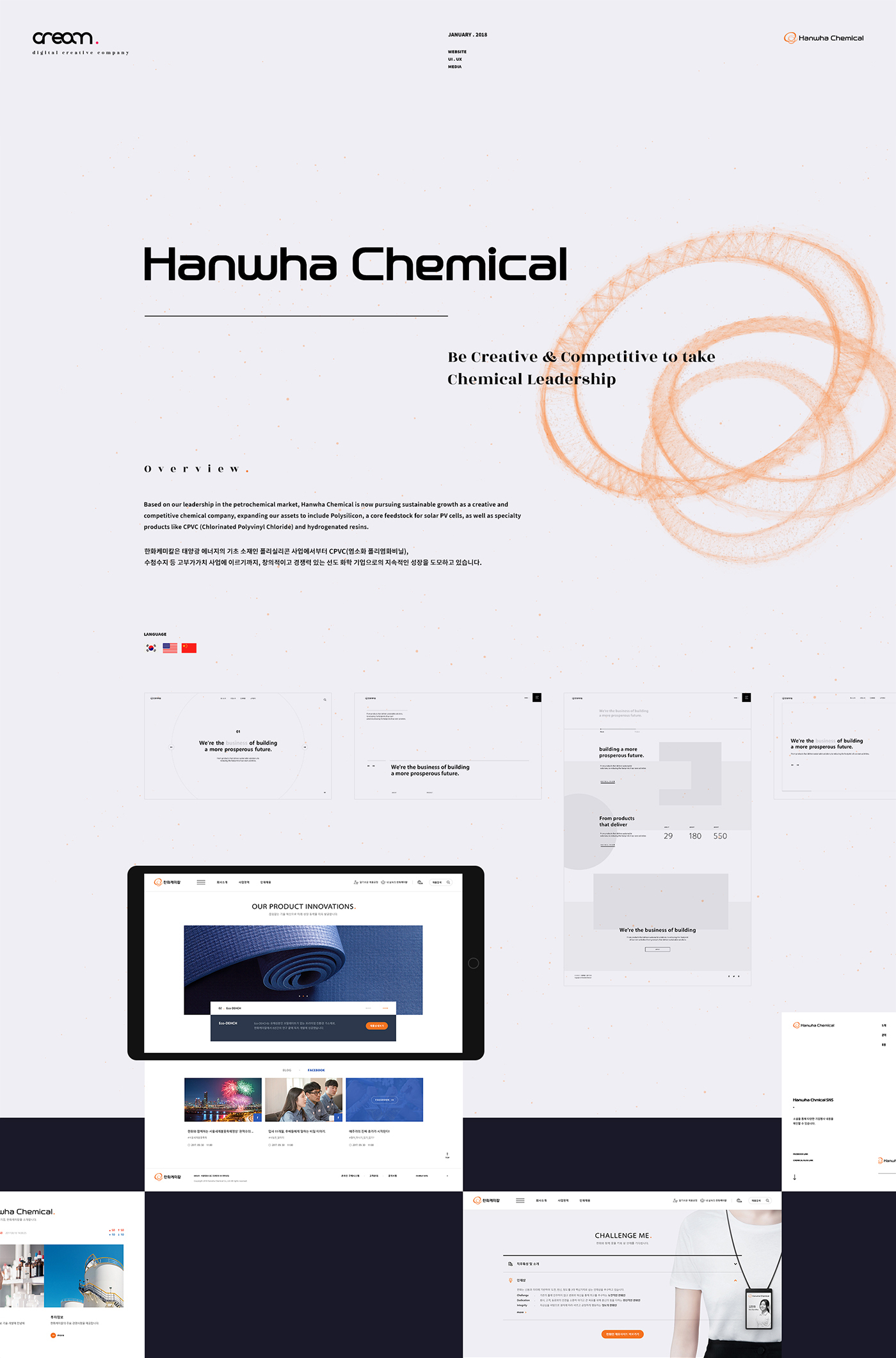 Hanwha Chemical The Creamunion Web Design  Website UI ux mobile design 더크림유니언 presentation 3d modeling