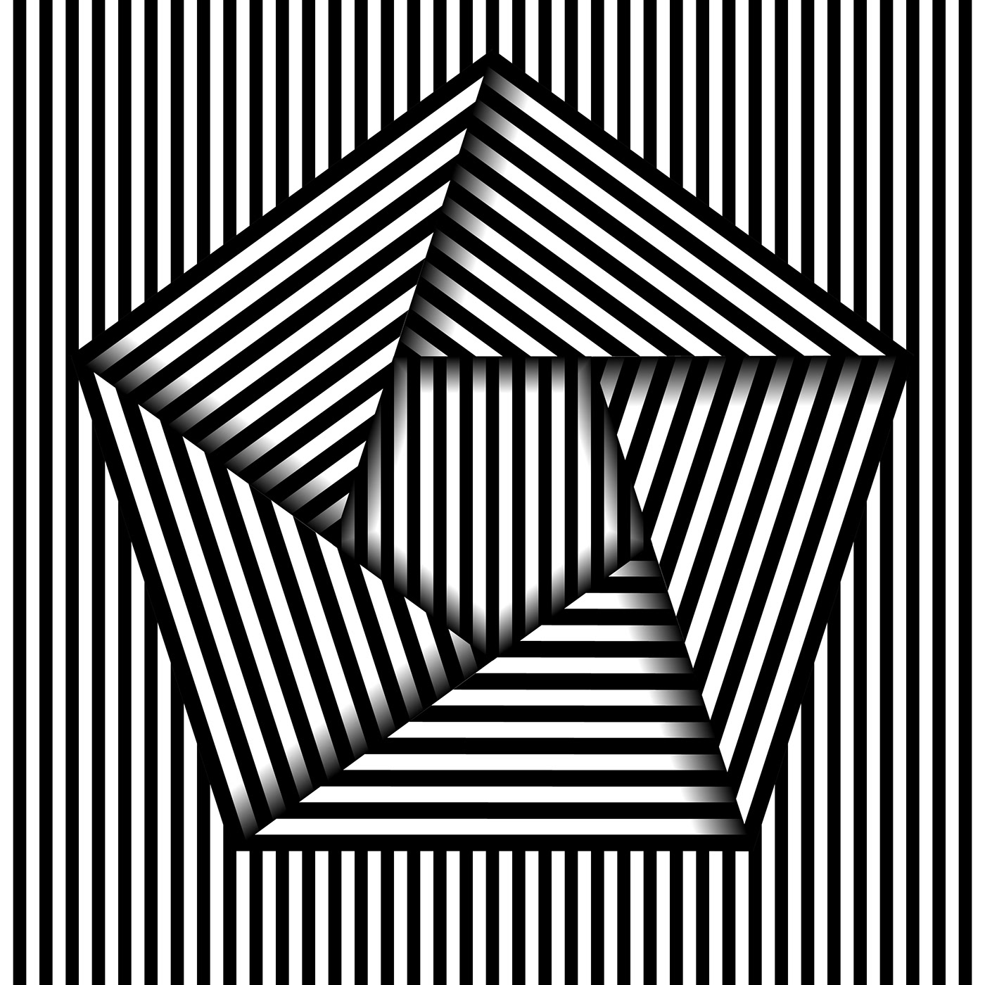 five pentagon vector geometry opart optical abstract Digital Art  illusion op art