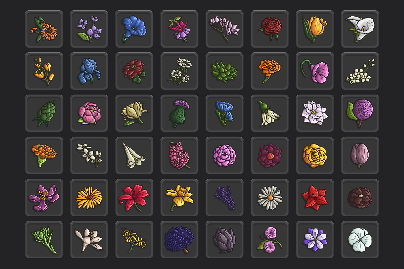 2D art asset assets flower Icon icons indie mmorpg rpg