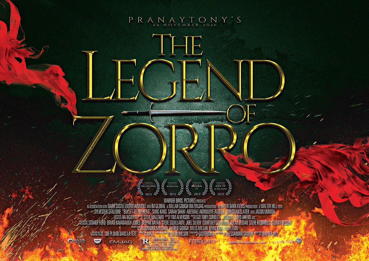 the legend of zorr movie poster title design grunge wallpaper cinematic red black yellow gold