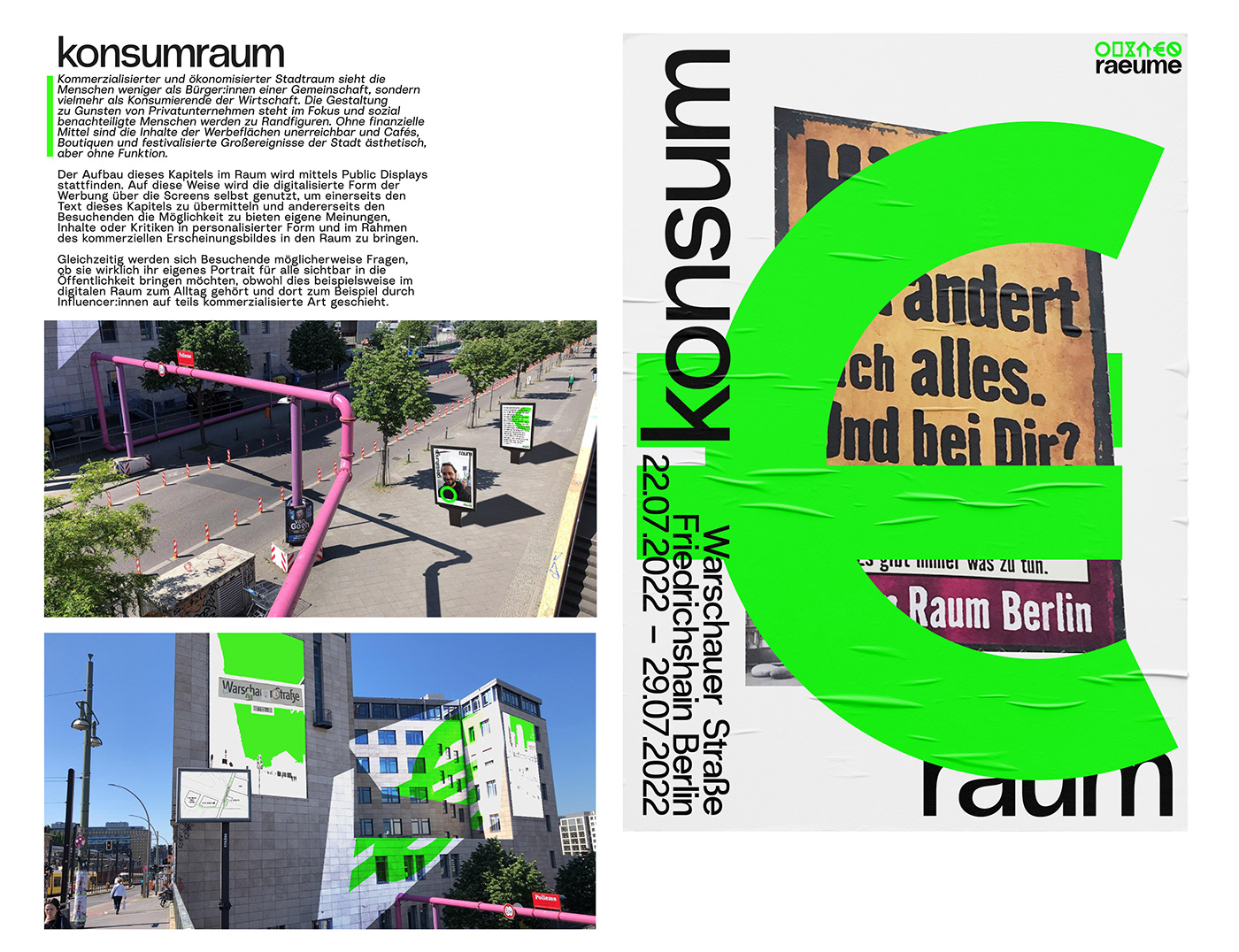Ausstellungsdesign bachelor berlin city Corporate Design Exhibition  Öffentlicher Raum public space Street warschauer strasse