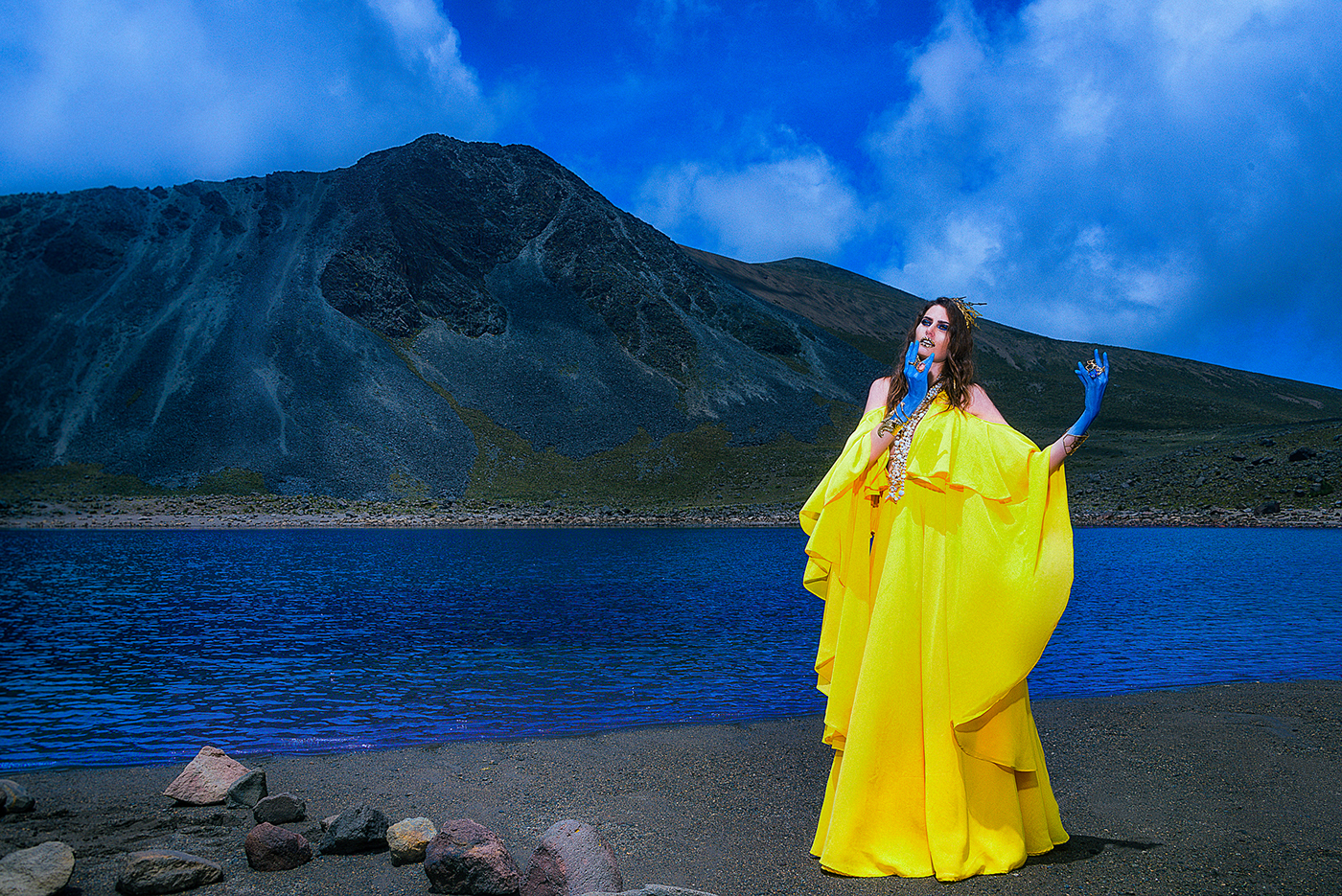 krishna gold stylist volcano mexico yellowdress blue Hindu editorial