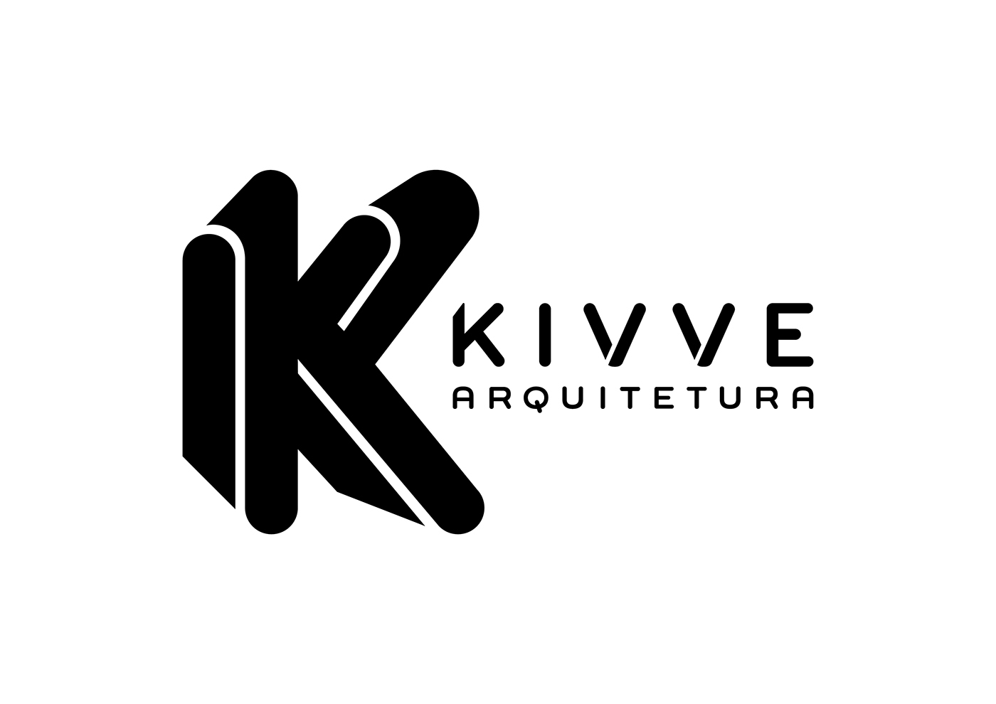 design gráfico Kivve Arquitetura identidade visual yellowbean Stationery marca logo architecture studio vibrant colors typographic letter k
