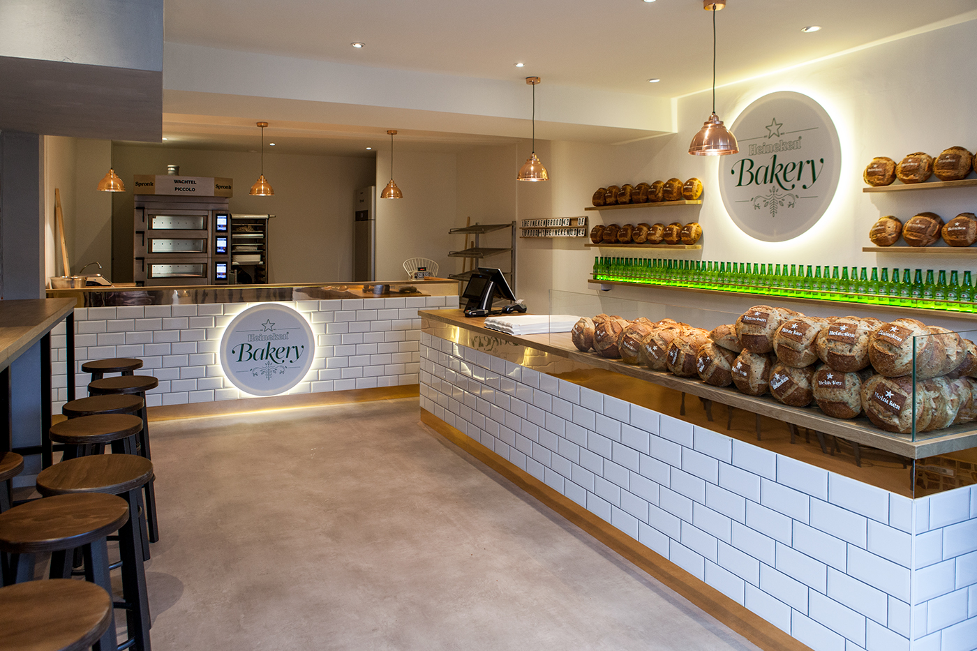 heineken beer bread bakery interior design  branding  pop-up art direction 