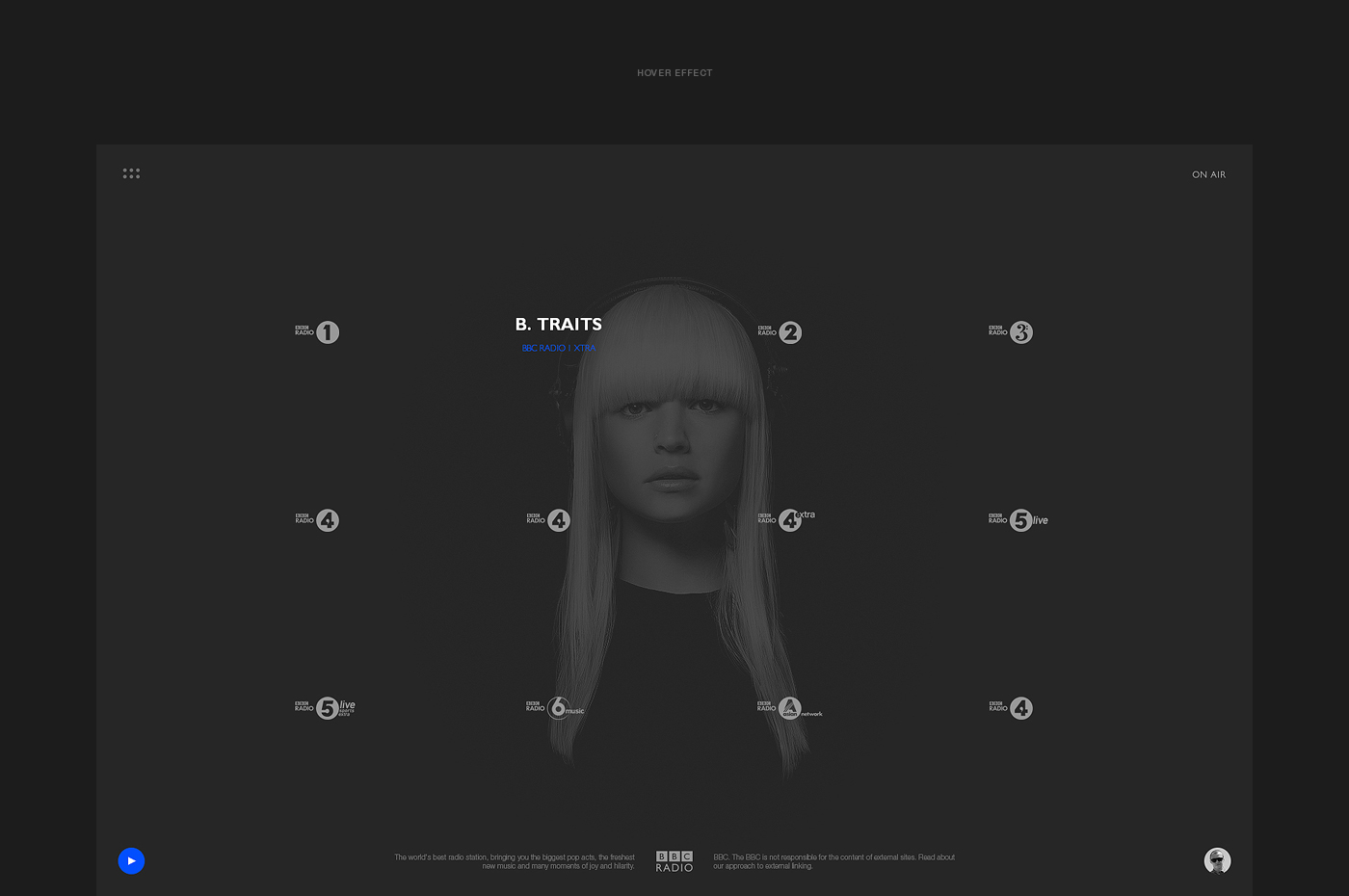 BBC design UI Responsive concept redesign White black Web music