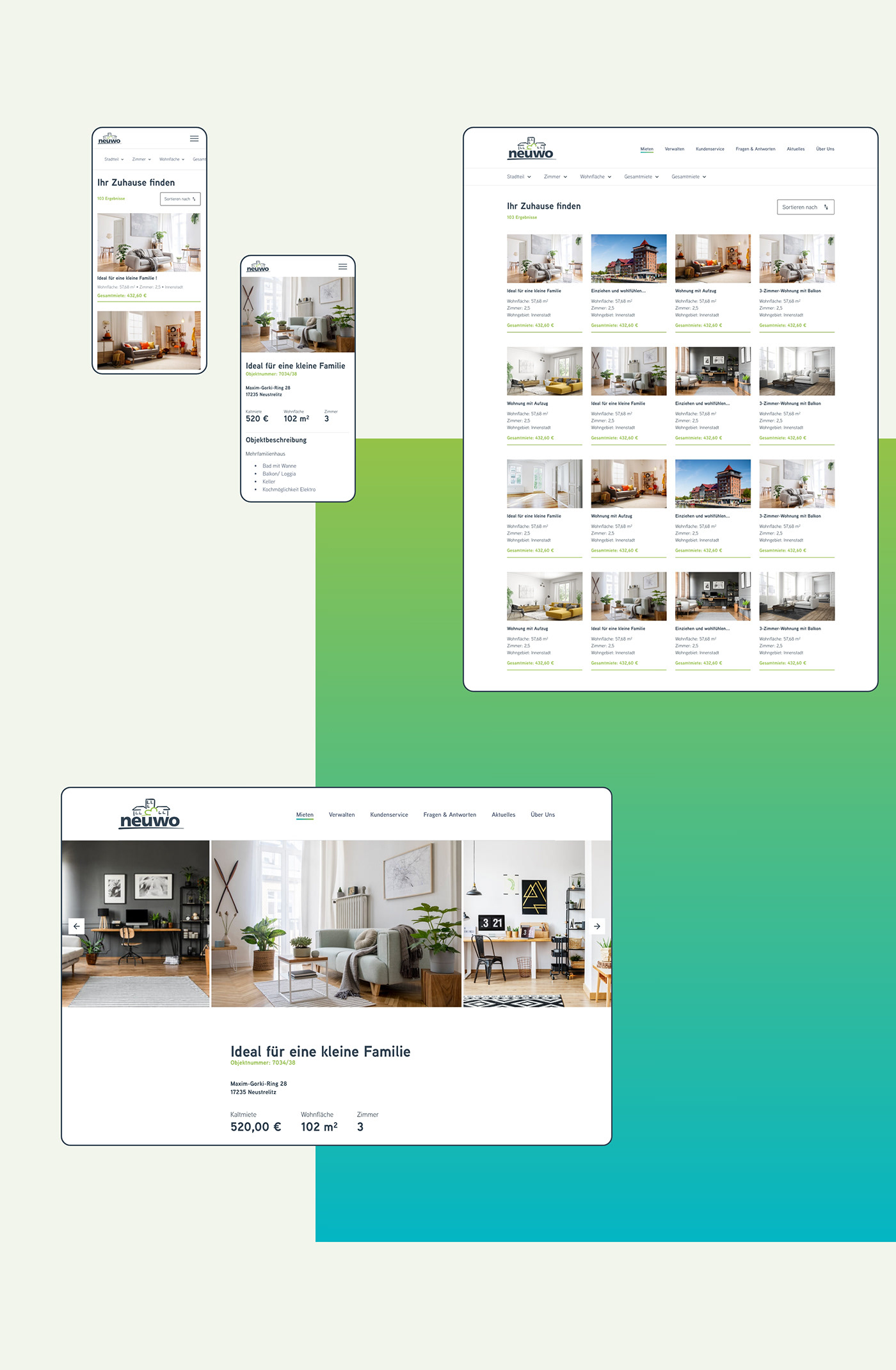 apartments Flats housing housing association neustrelitz neuwo Webdesign website redesign