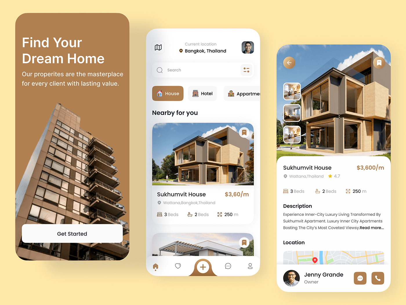 app clean Clean UI home House Rent App property real estate design Rent rent app ui design