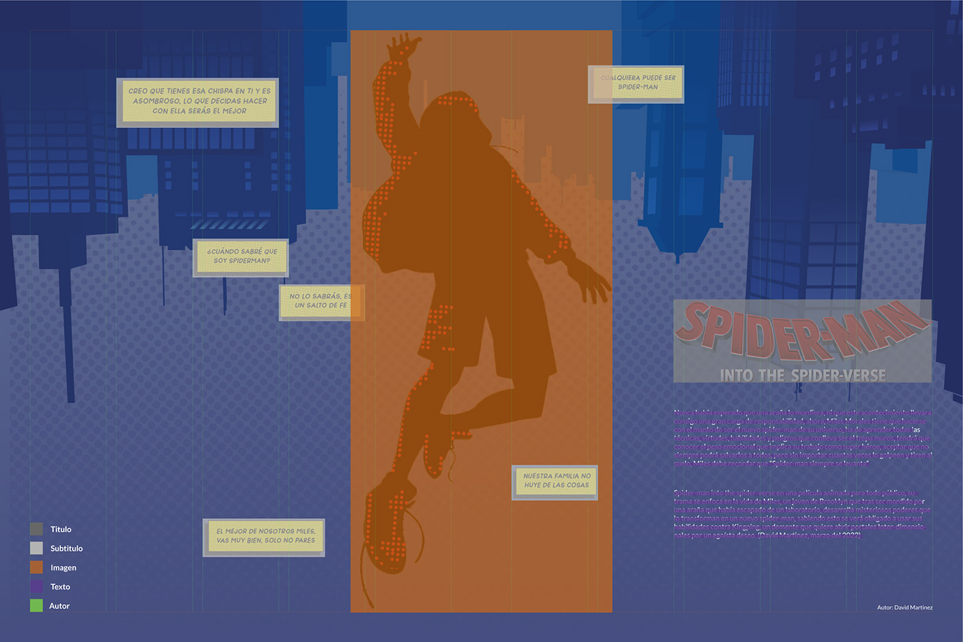 Diseño editorial diseño gráfico ilustracion miles morales  ritmo spiderman