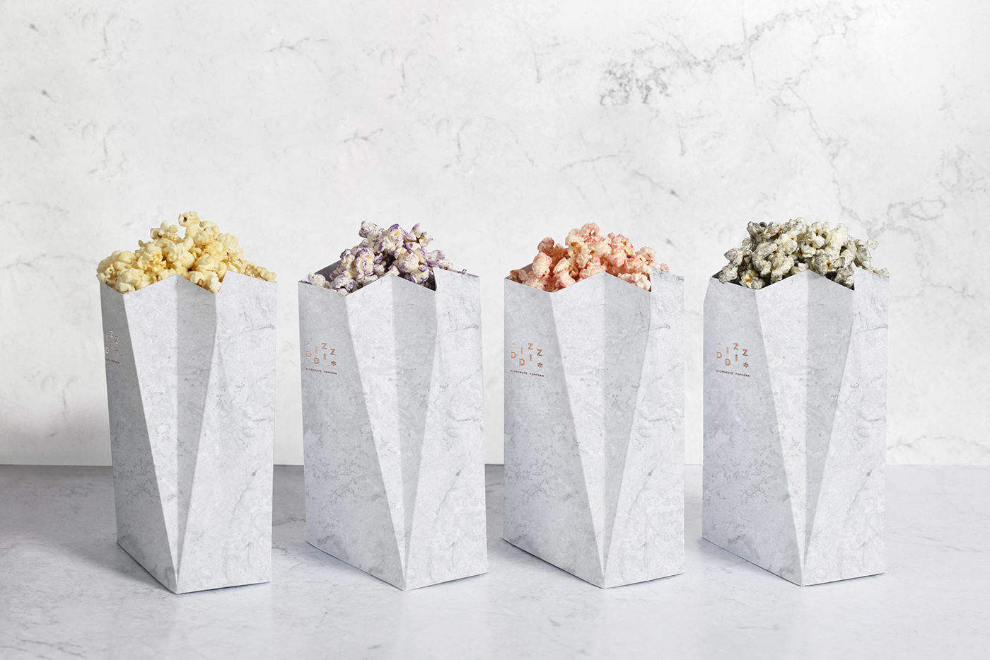 popcorn gourmet lujo gold dorado Marble metallic Food Packaging elegante elegance marmol Palomitas cool premium