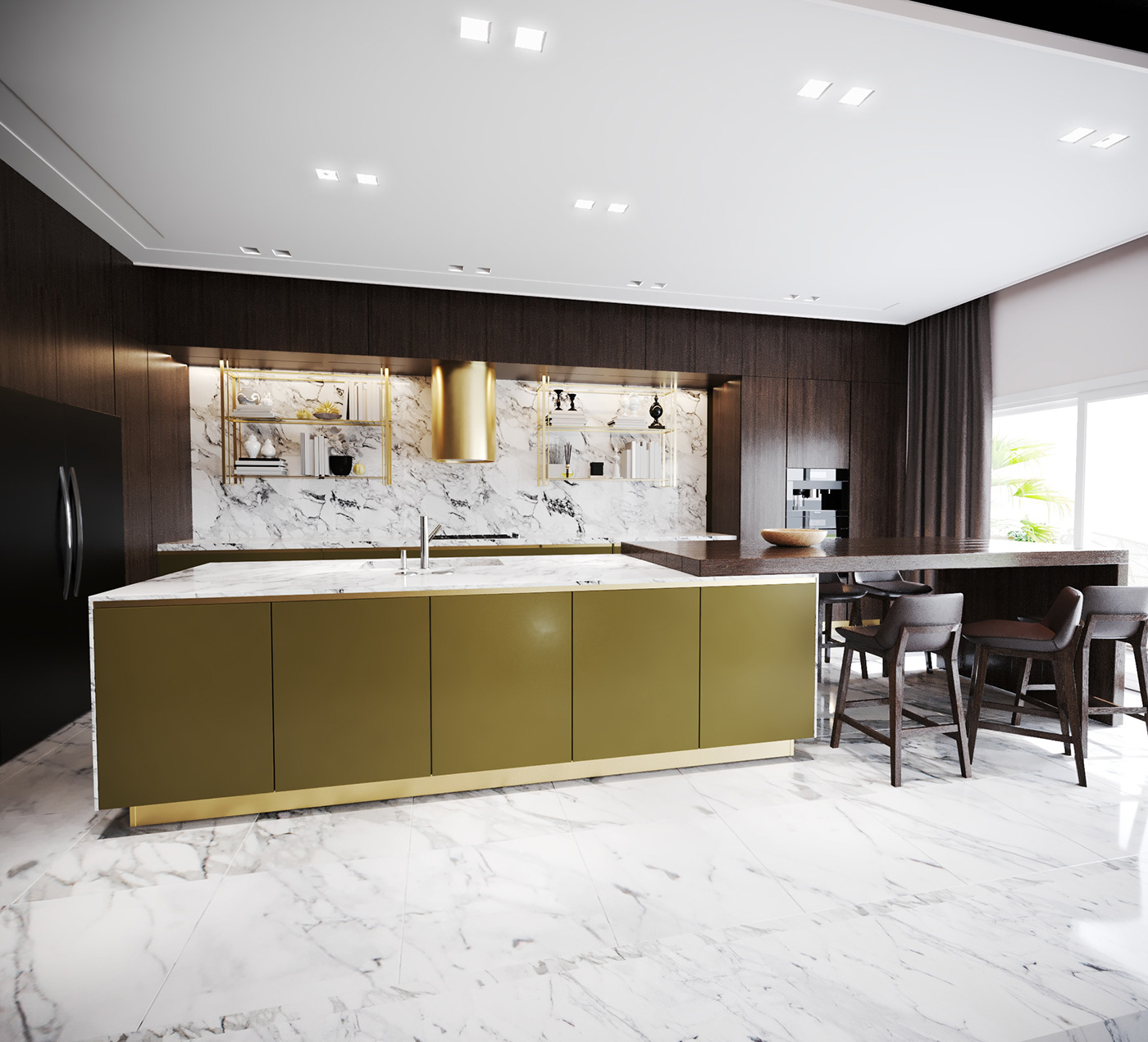 reception interior design  decor architecture kitchen Marble Open Space Interior Architecture 3dsmax