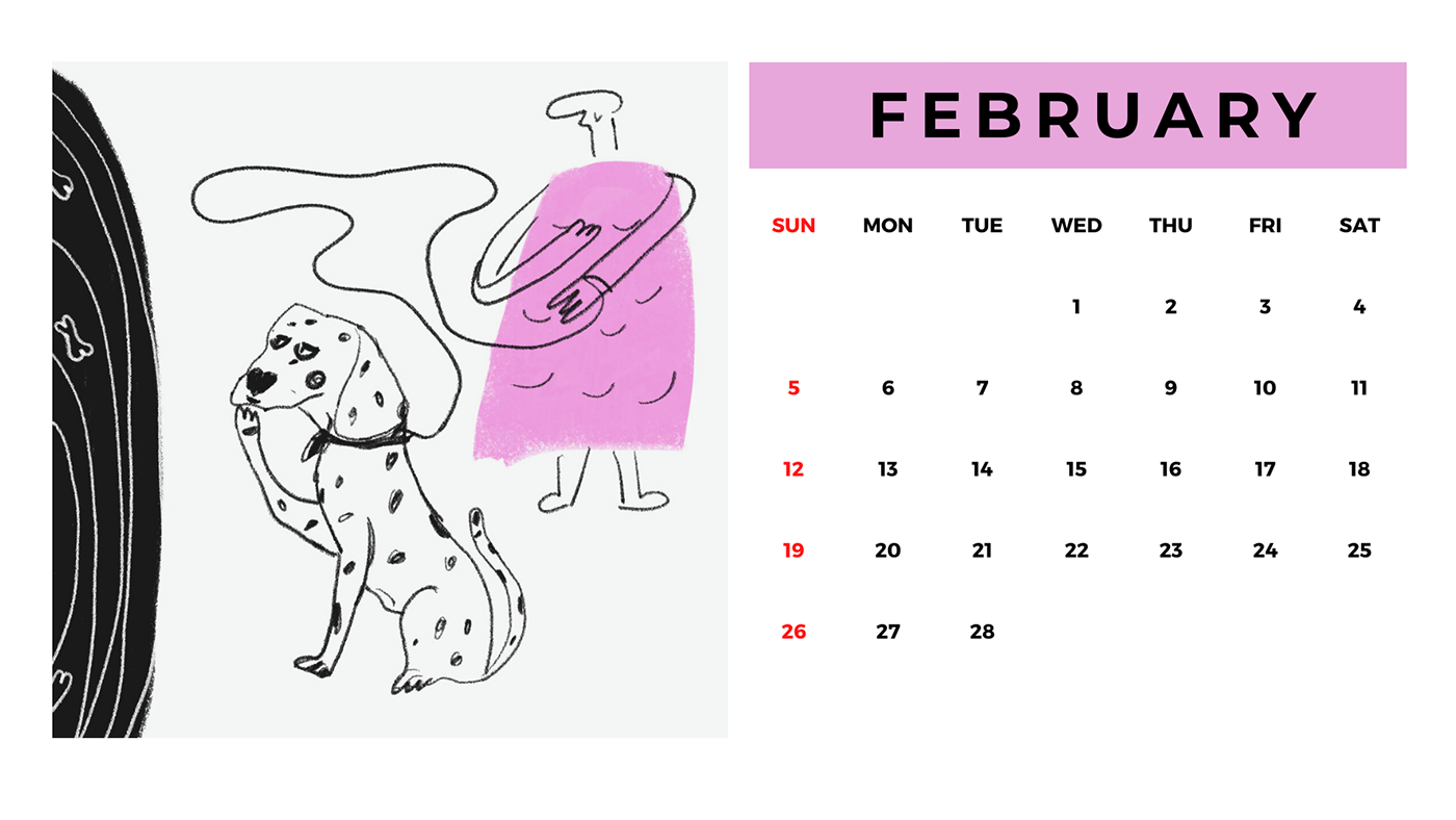 dog illustration calendar animalillustration characterdesign DigitalIllustration 2023 calendar print brand identity dogs pets