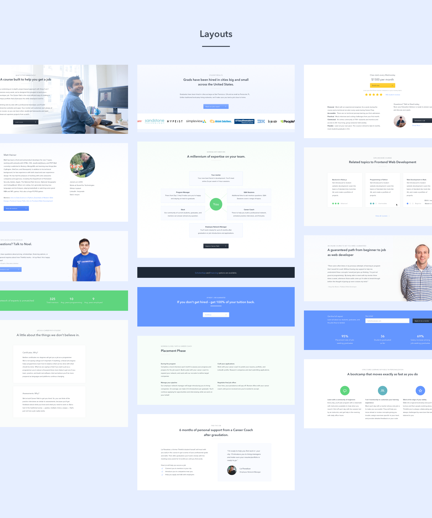 Style Guide blue eduation Students online bootcamp UI