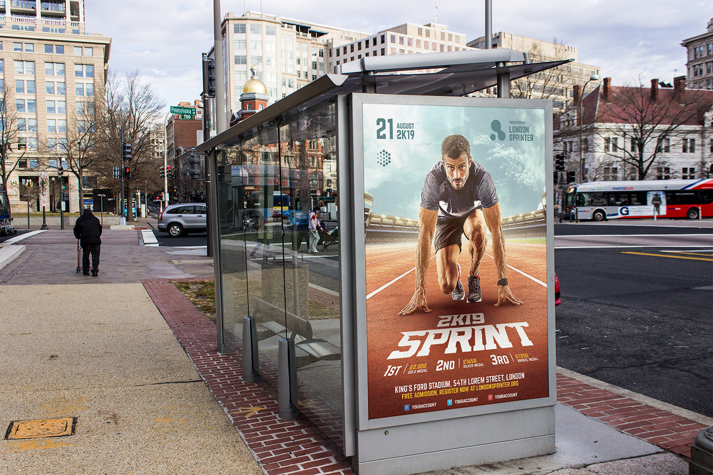 graphicriver flyer poster template photoshop sprint run athlete sport Olympiade