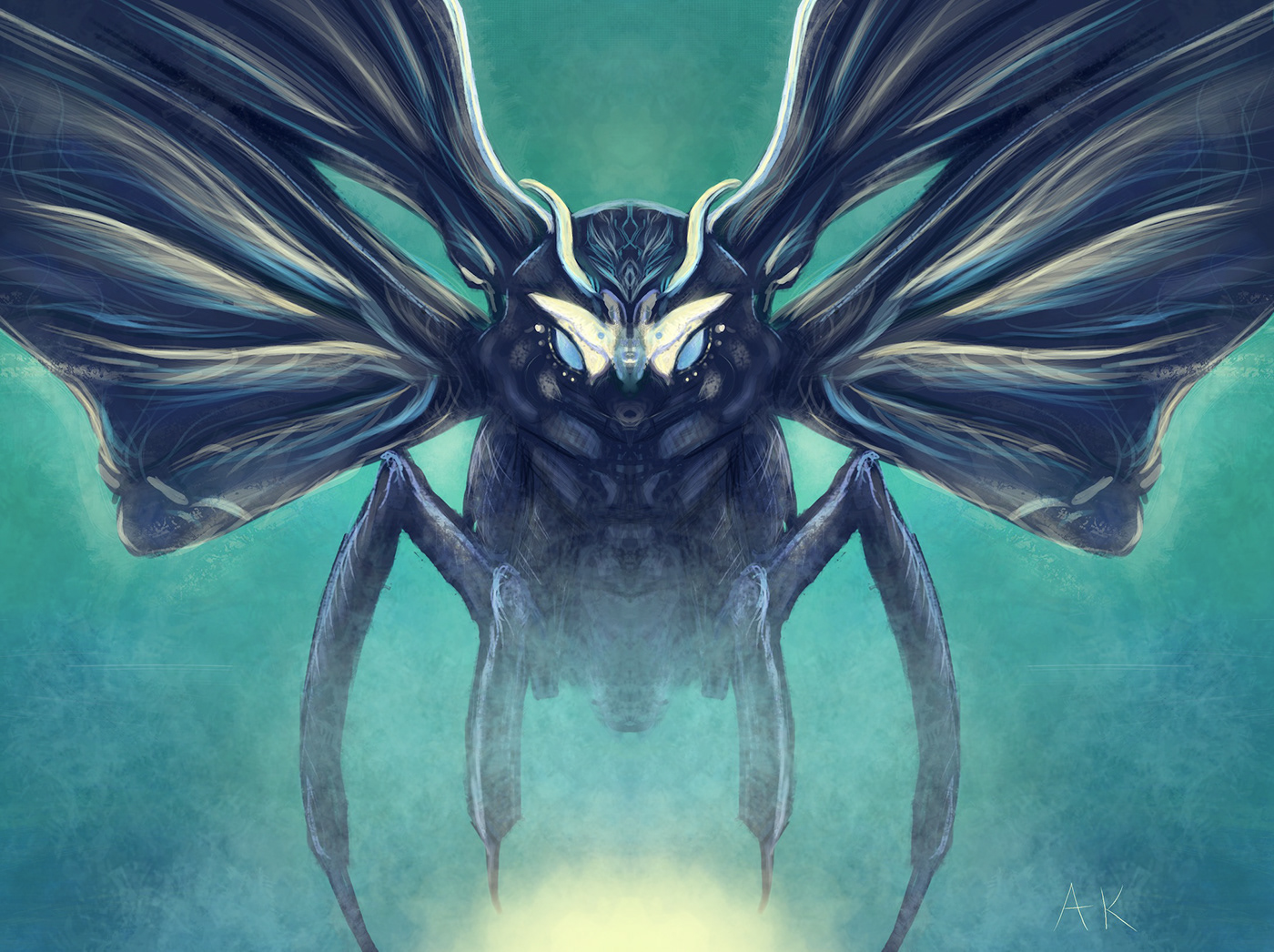 mothra digital painting fantasy monsters godzilla fanart painting   blue colorful