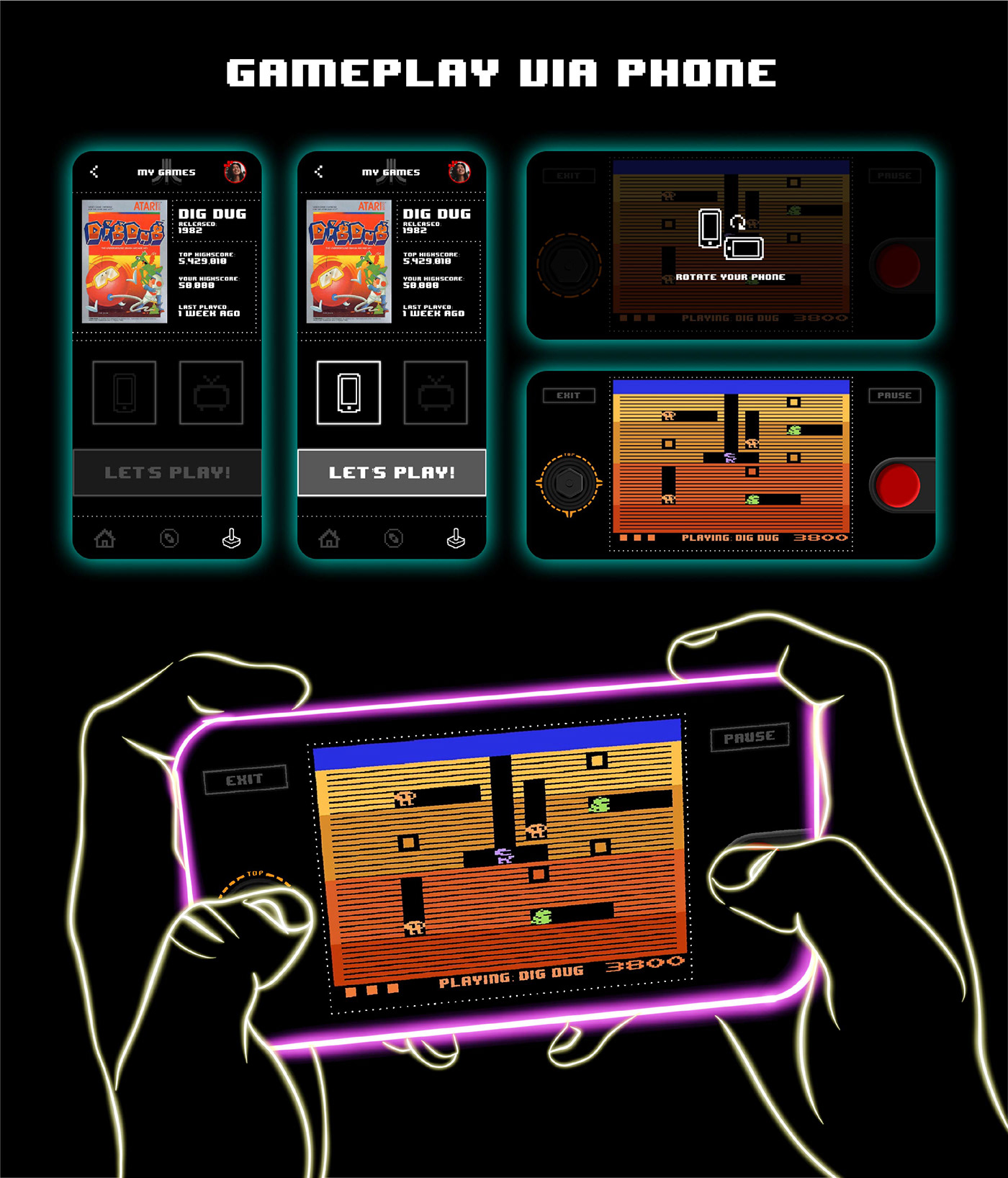 app atari dongle Gaming Mobile app UI/UX Video Games