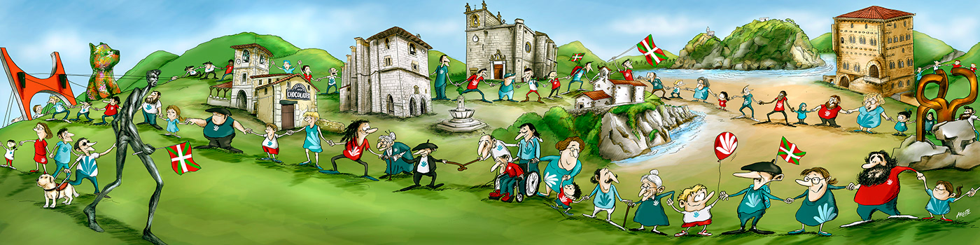 cartoon Futbol gipuzkoa ILLUSTRATION  ilustracion Real Sociedad euskadi noticias de gipuzkoa basque country Poster Design