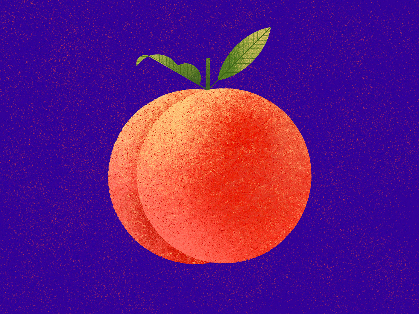 Colorful textured peach illustration. Stylized geometric peach.