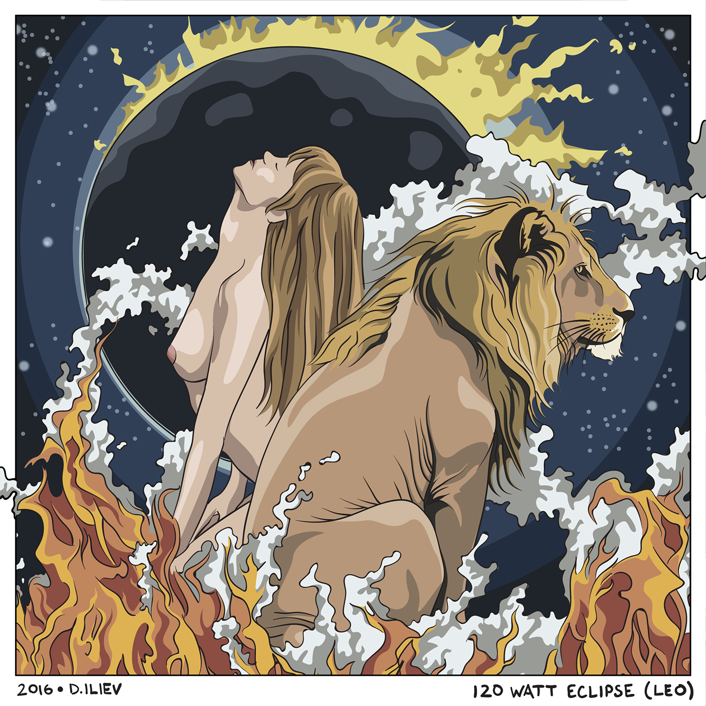 Leo lion woman girl naked nude Astrology Space  fire zodiac