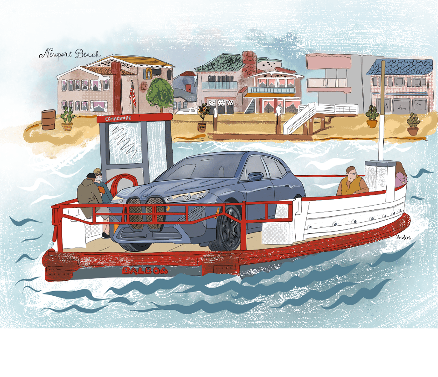 California car art car ILLUSTRATION  artwork hand drawn Drawing  art balboa island ferry