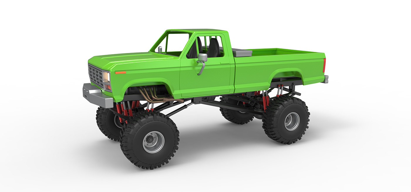Monster Truck mud truck v8 toy 3D printable 4x4 4x4x4 mega truck wheel standing