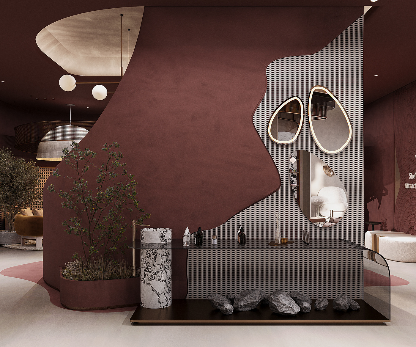 beauty beauty salon salon identity visual interior design  architecture modern 3D спа