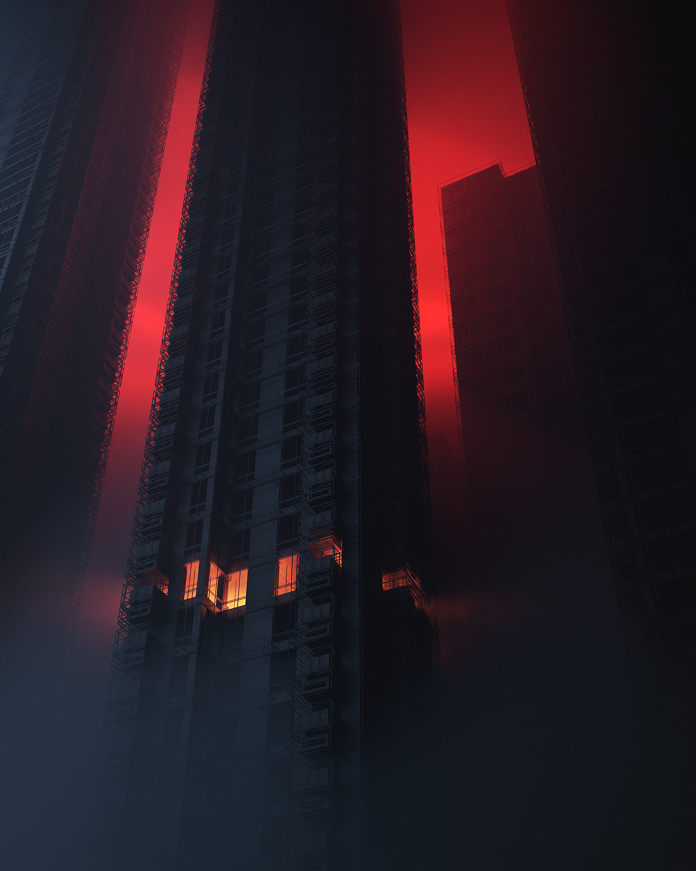 3D aesthetic architecture atmosphere blender Brutalism cycles fog light skyscraper