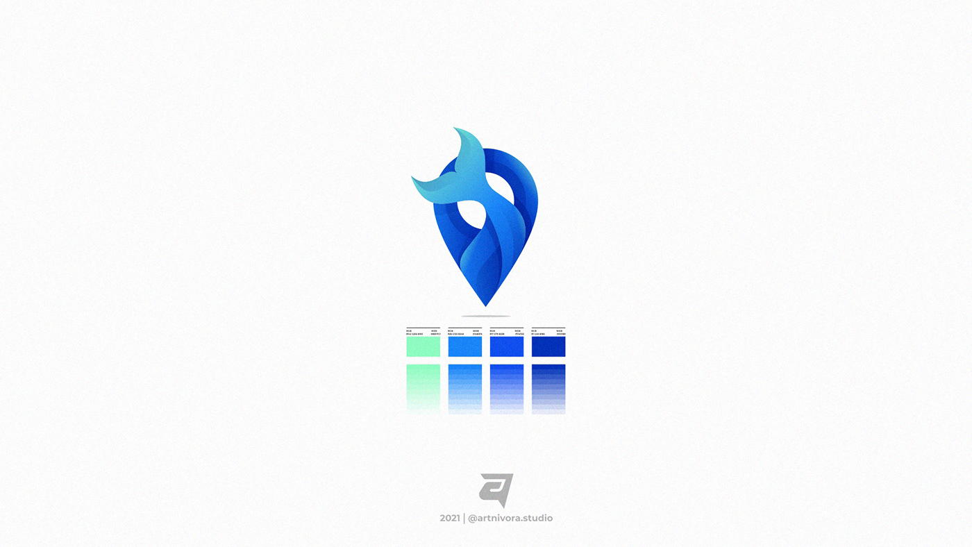 abstract color gradient graphic logo modern simple Technology vector Whale