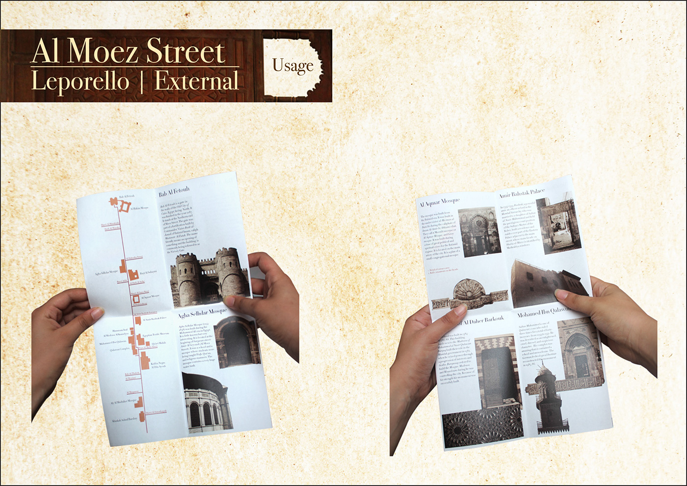map leporello Islamic Architecture al moez street Layout design graphic design 