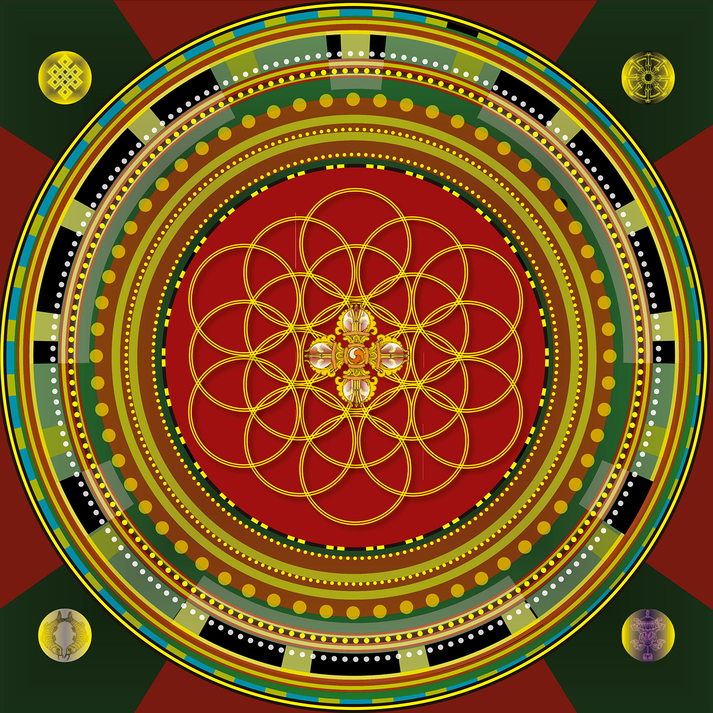 Mandala simbolo amor rojo diseño grafico arte Digital Art  artwork paz