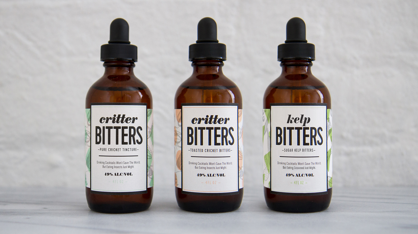 branding  Crickets graphic design  ILLUSTRATION  Packaging Sustainable edible bitters drinks