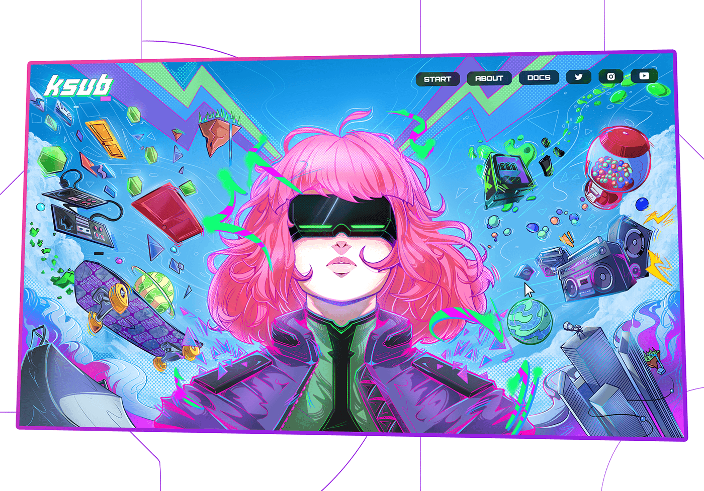metaverse Cyberpunk Web Design  ILLUSTRATION  Digital Art  Character design  artwork color brand identity Advertising 