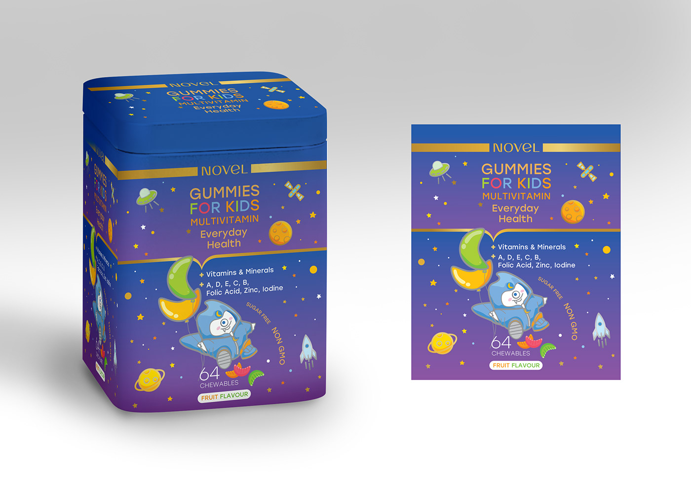 adobe illustrator Character design  children illustration design Digital Art  For Kids gummies Multivitamins package packaging design